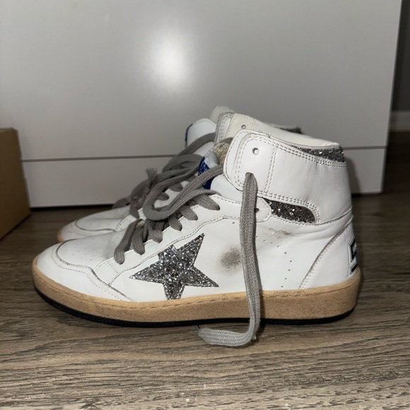 GOLDEN GOOSE women's sky-star with signature on the ankle and silver inserts - Picture 4 of 13